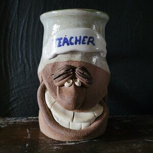 Vintage Stoneware Funny Face Teacher Mug, Teacher Gift